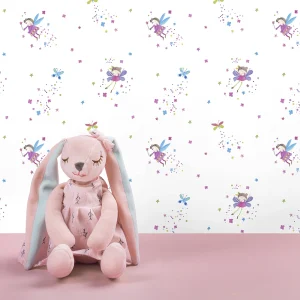 کاغذ دیواری کودک طرح فرشتههای آسمانی | سفید کد 12055 شاخص