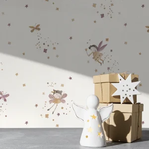 کاغذ دیواری کودک طرح فرشته آسمانی | نارنجی / صورتی کد 12064 شاخص