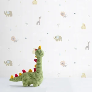 کاغذ دیواری کودک طرح دنیای حیوانات | سفید کد 12067 شاخص