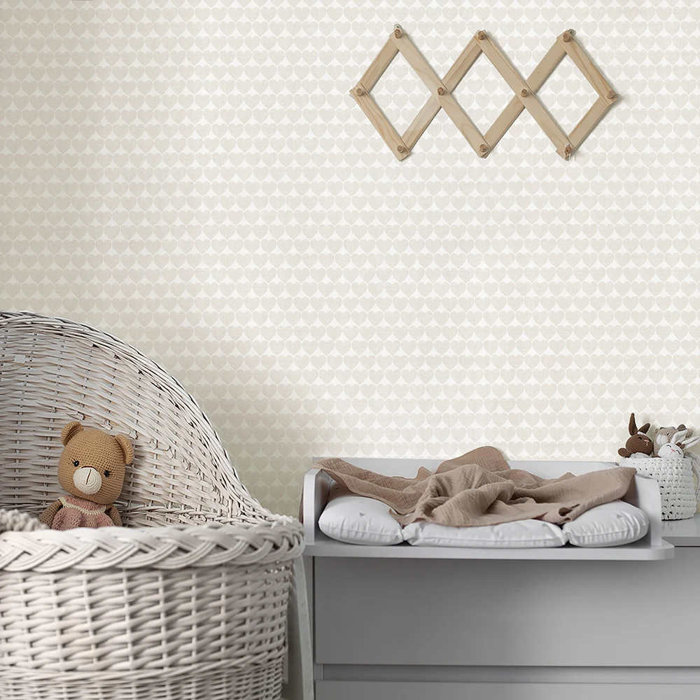 کاغذ دیواری کودک طرح قلب | کرم کد 12076 4 کاغذ دیواری کودک طرح قلب | کرم کد 12076 تخت