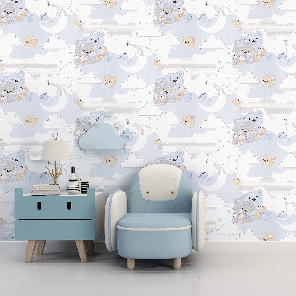 کاغذ دیواری کودک طرح خرسهای عروسکی | آبی کد 12077 5 کاغذ دیواری کودک طرح خرسهای عروسکی | آبی کد 12077 صندلی