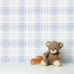 کاغذ دیواری کودک طرح چهارخونه | آبی کد 12079 شاخص