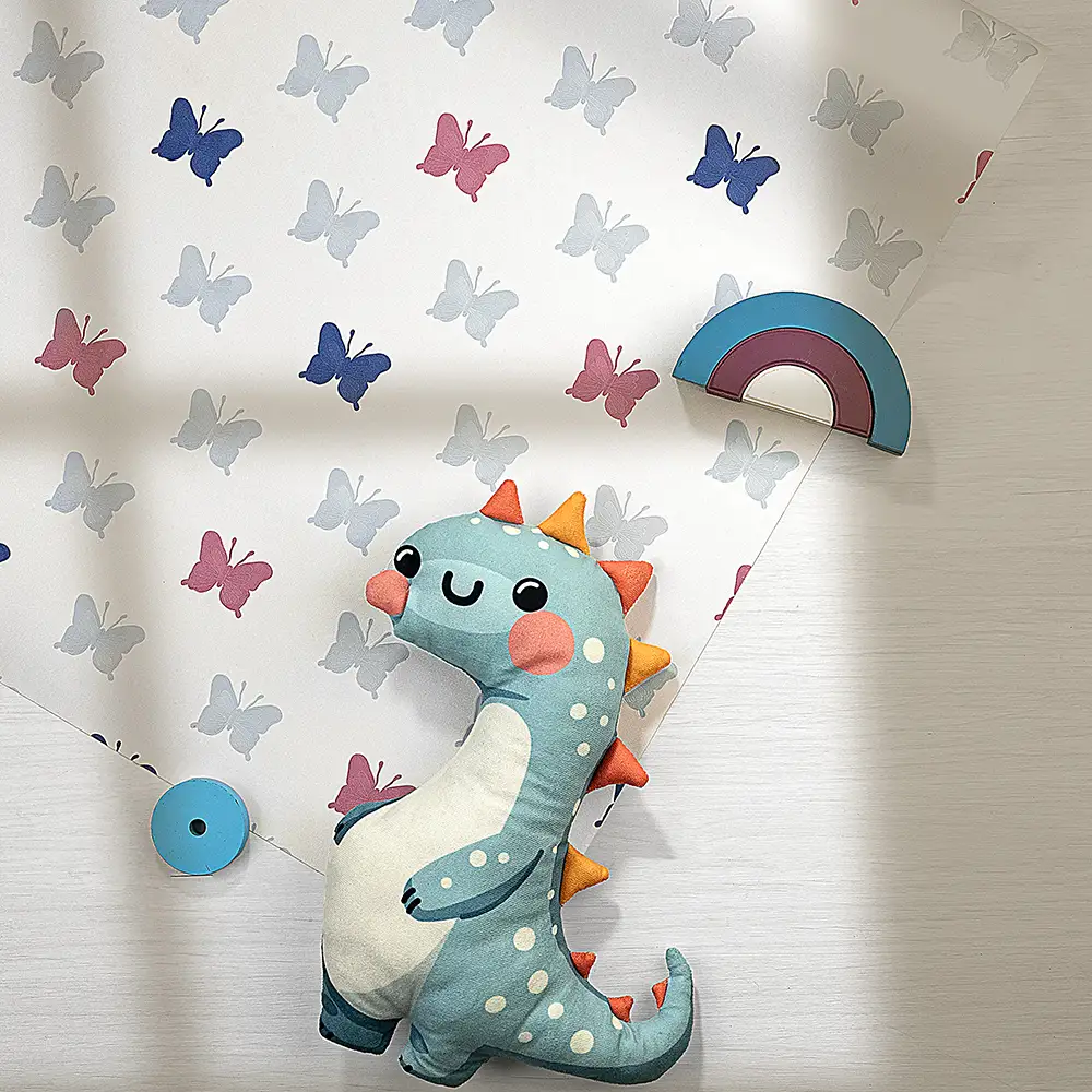 کاغذ دیواری کودک طرح پروانهای رنگی کد 12091 9 کاغذ دیواری کودک طرح پروانهای رنگی کد 12091 عروسک