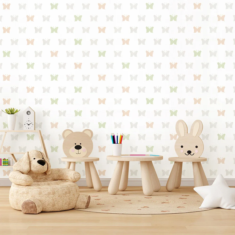 کاغذ دیواری کودک طرح پروانهای رنگی کد 12094 5 کاغذ دیواری کودک طرح پروانهای رنگی کد 12094 دکور