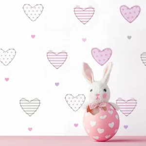 کاغذ دیواری کودک طرح قلب‌های رنگی کد 12095 شاخص