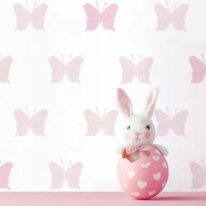 کاغذ دیواری کودک طرح پروانه‌ای | صورتی کد 12097 شاخص