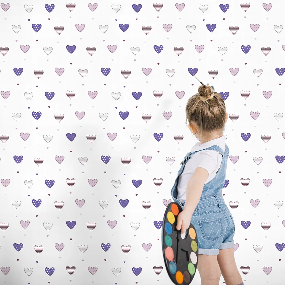 کاغذ دیواری کودک طرح قلبهای رنگی کد 12098 2 کاغذ دیواری کودک طرح قلبهای رنگی کد 12098 تصویر کودک