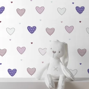 کاغذ دیواری کودک طرح قلب‌های رنگی کد 12098 شاخص