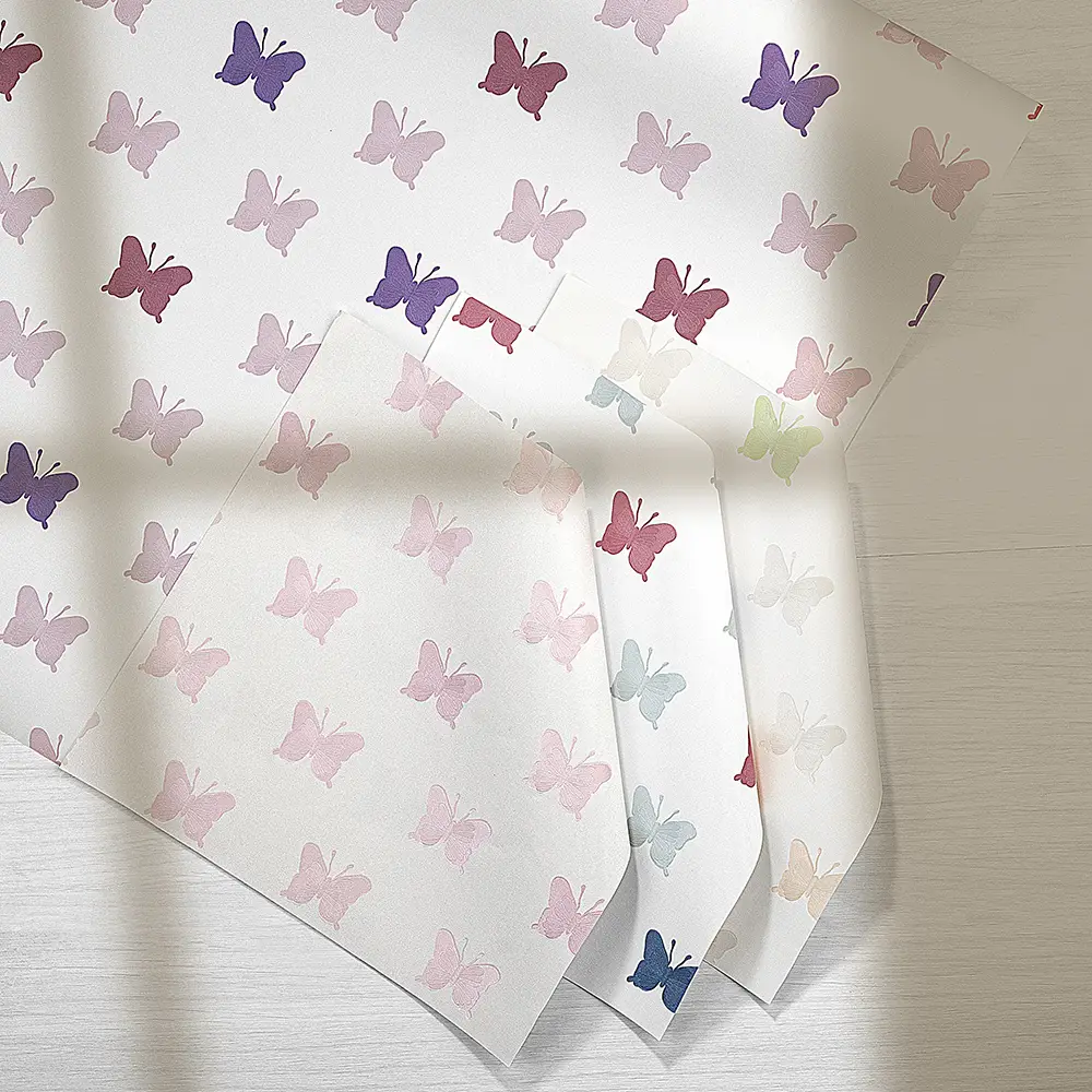 کاغذ دیواری کودک طرح پروانهای | چند رنگ کد 12100 7 کاغذ دیواری کودک طرح پروانهای | بنفش / صورتی کد 12100 طرح های مکمل