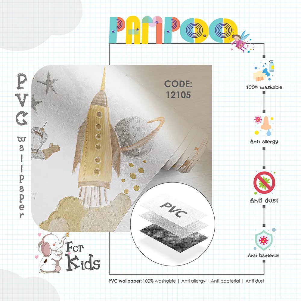 کاغذ دیواری کودک طرح کهکشان و فضانورد | کرم / طلایی کد 12105 13 کاغذ دیواری کودک طرح کهکشان و فضانورد | کرم / طلایی کد 12105 پوستر