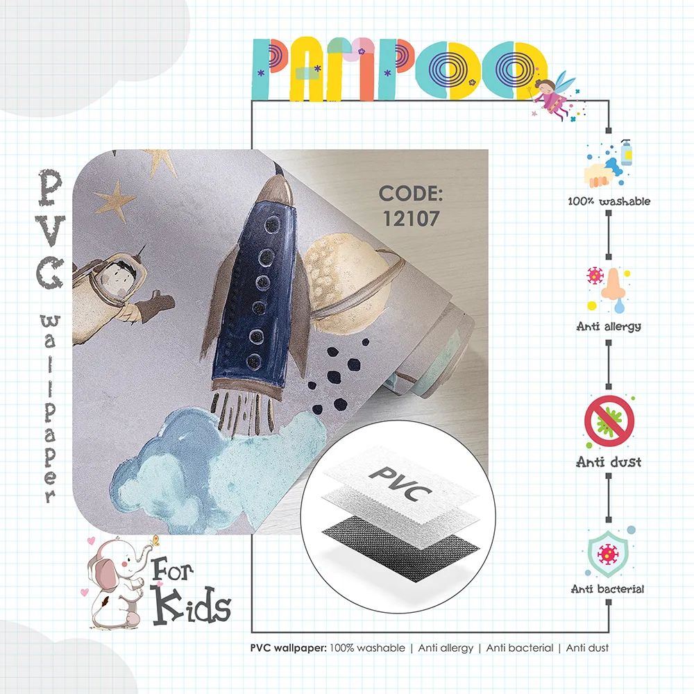 کاغذ دیواری کودک طرح کهکشان و فضانورد | چند رنگ کد 12107 13 کاغذ دیواری کودک طرح کهکشان و فضانورد | یاسی / آبی کد 12107 پوستر