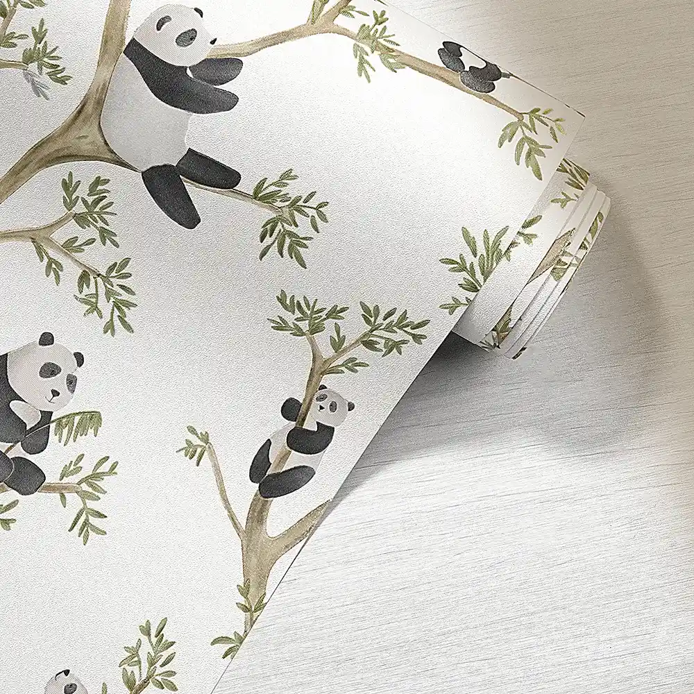 کاغذ دیواری کودک طرح پاندای درختی | سفید کد 12109 7 کاغذ دیواری کودک طرح پاندای درختی | سفید کد 12109 رول