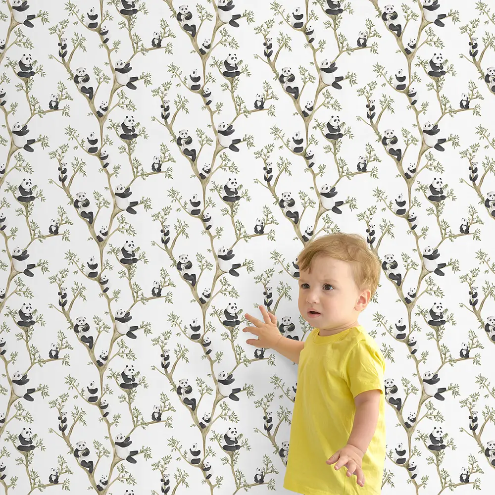 کاغذ دیواری کودک طرح پاندای درختی | سفید کد 12109 2 کاغذ دیواری کودک طرح پاندای درختی | سفید کد 12109 کودک