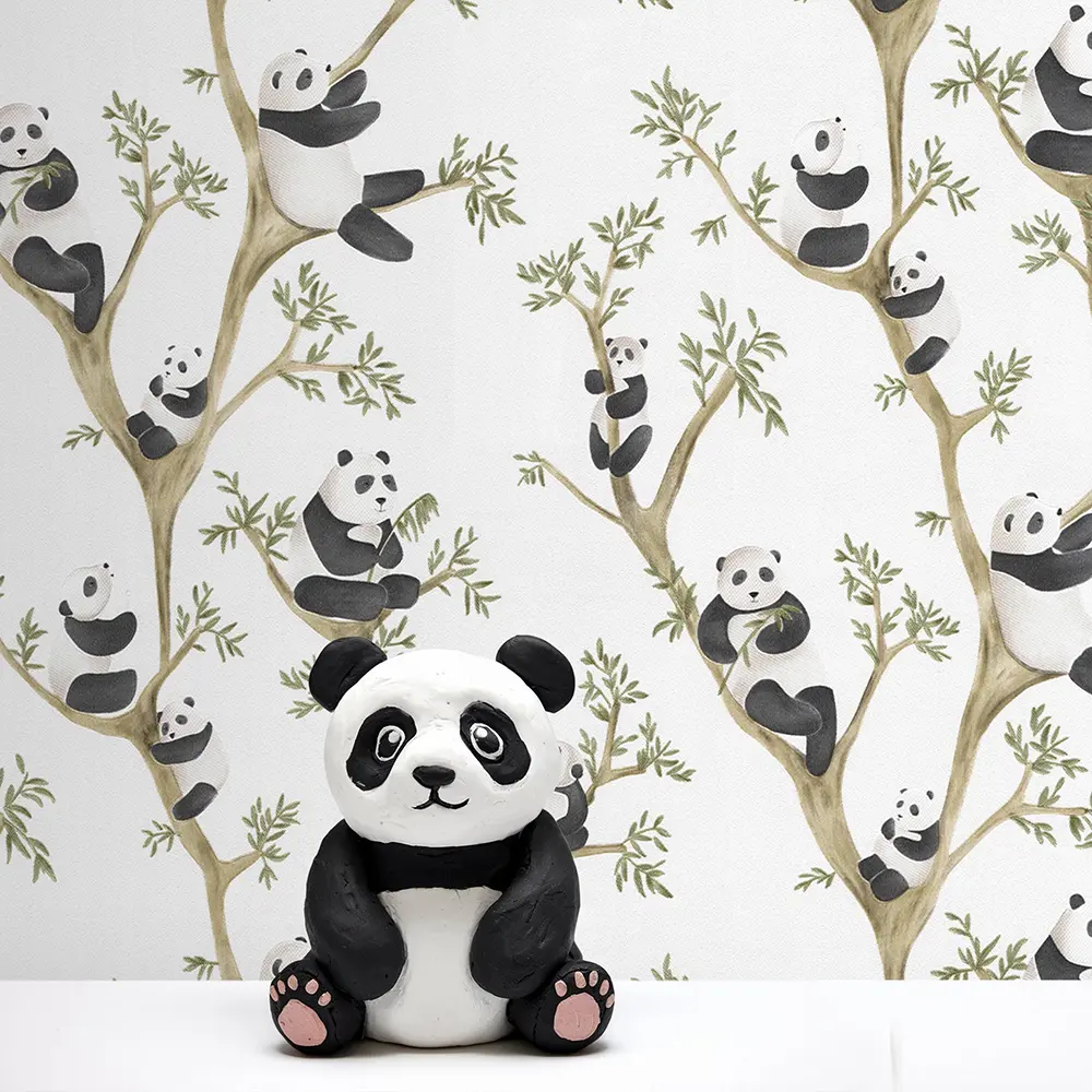 کاغذ دیواری کودک طرح پاندای درختی | سفید کد 12109 1 کاغذ دیواری کودک طرح پاندای درختی | سفید کد 12109 شاخص