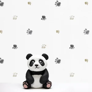 کاغذ دیواری کودک طرح ردپای پاندا | سفید کد 12110 شاخص