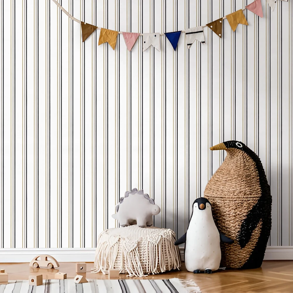 کاغذ دیواری کودک طرح راهراه | سفید کد 12112 5 کاغذ دیواری کودک طرح راهراه | سفید کد 12112 دکور