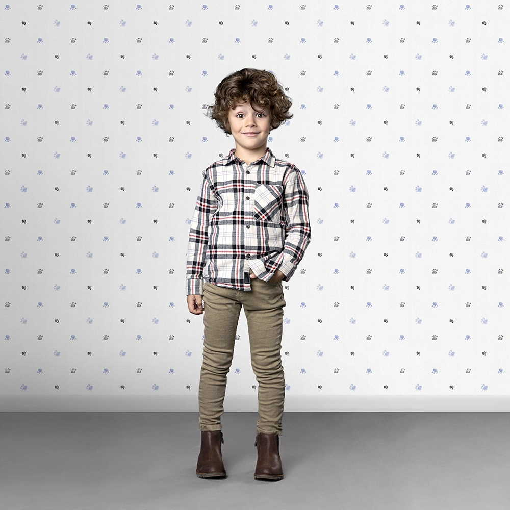 کاغذ دیواری کودک طرح ردپای سگ | آبی کد 12114 6 کاغذ دیواری کودک طرح ردپای سگ | آبی کد 12114 کودک