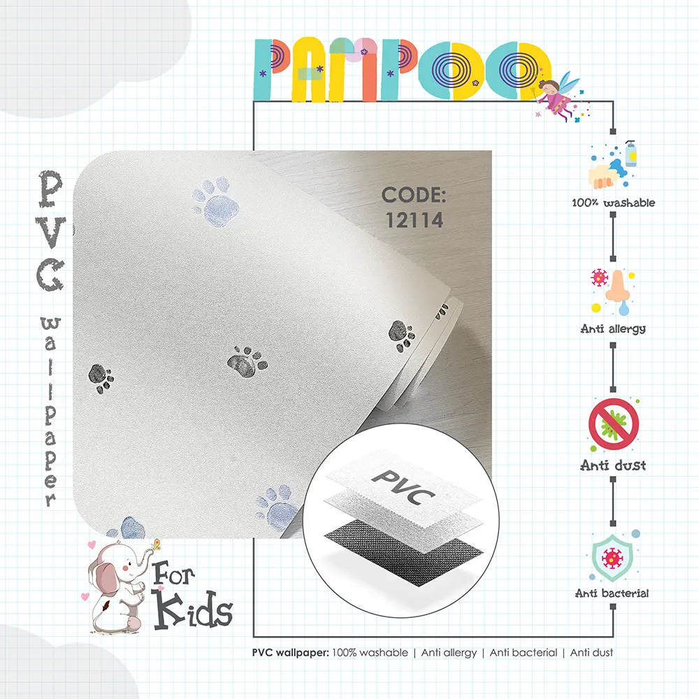 کاغذ دیواری کودک طرح ردپای سگ | آبی کد 12114 13 کاغذ دیواری کودک طرح ردپای سگ | آبی کد 12114 پوستر