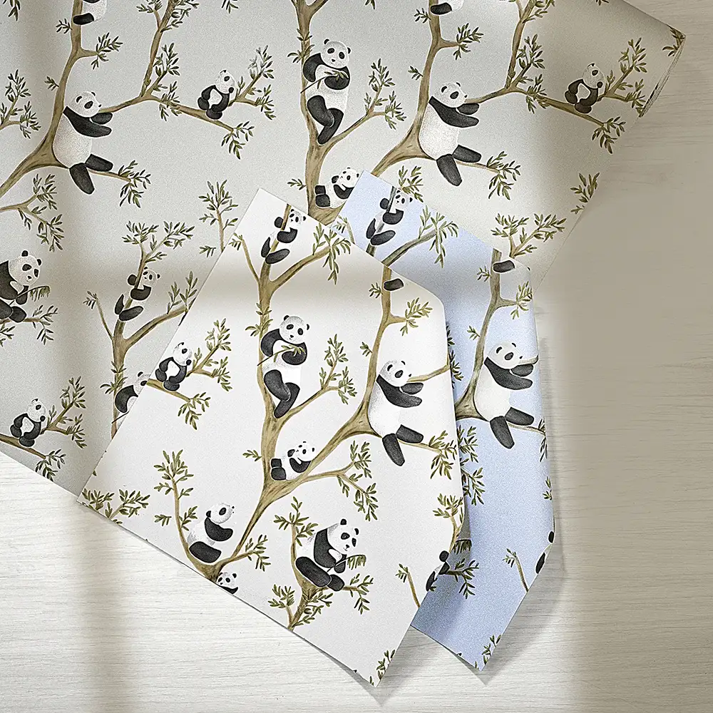 کاغذ دیواری کودک طرح پاندای درختی | سبز کد 12117 9 کاغذ دیواری کودک طرح پاندای درختی | سبز کد 12117 رنگ های دیگر