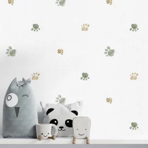 کاغذ دیواری کودک طرح ردپای سگ | سبز / قهوه‌ای کد 12118 شاخص