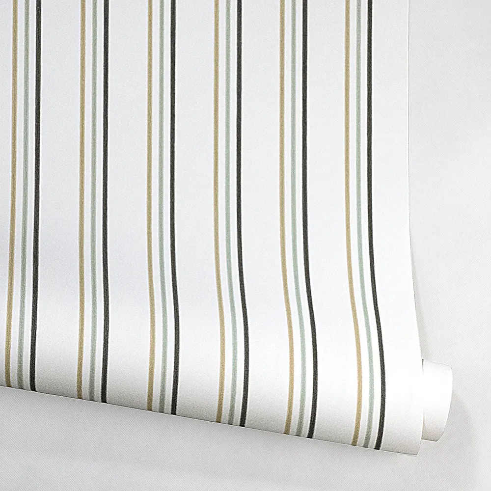 کاغذ دیواری کودک طرح راهراه | سبز کد 12120 8 کاغذ دیواری کودک طرح راهراه | سبز کد 12120 رول باز شده