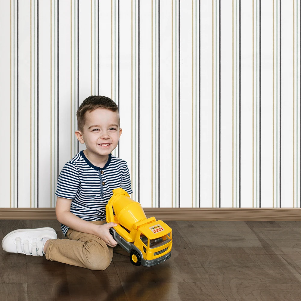 کاغذ دیواری کودک طرح راهراه | سبز کد 12120 2 کاغذ دیواری کودک طرح راهراه | سبز کد 12120 کودک