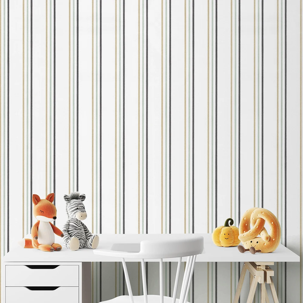 کاغذ دیواری کودک طرح راهراه | سبز کد 12120 4 کاغذ دیواری کودک طرح راهراه | سبز کد 12120 میز و صندلی