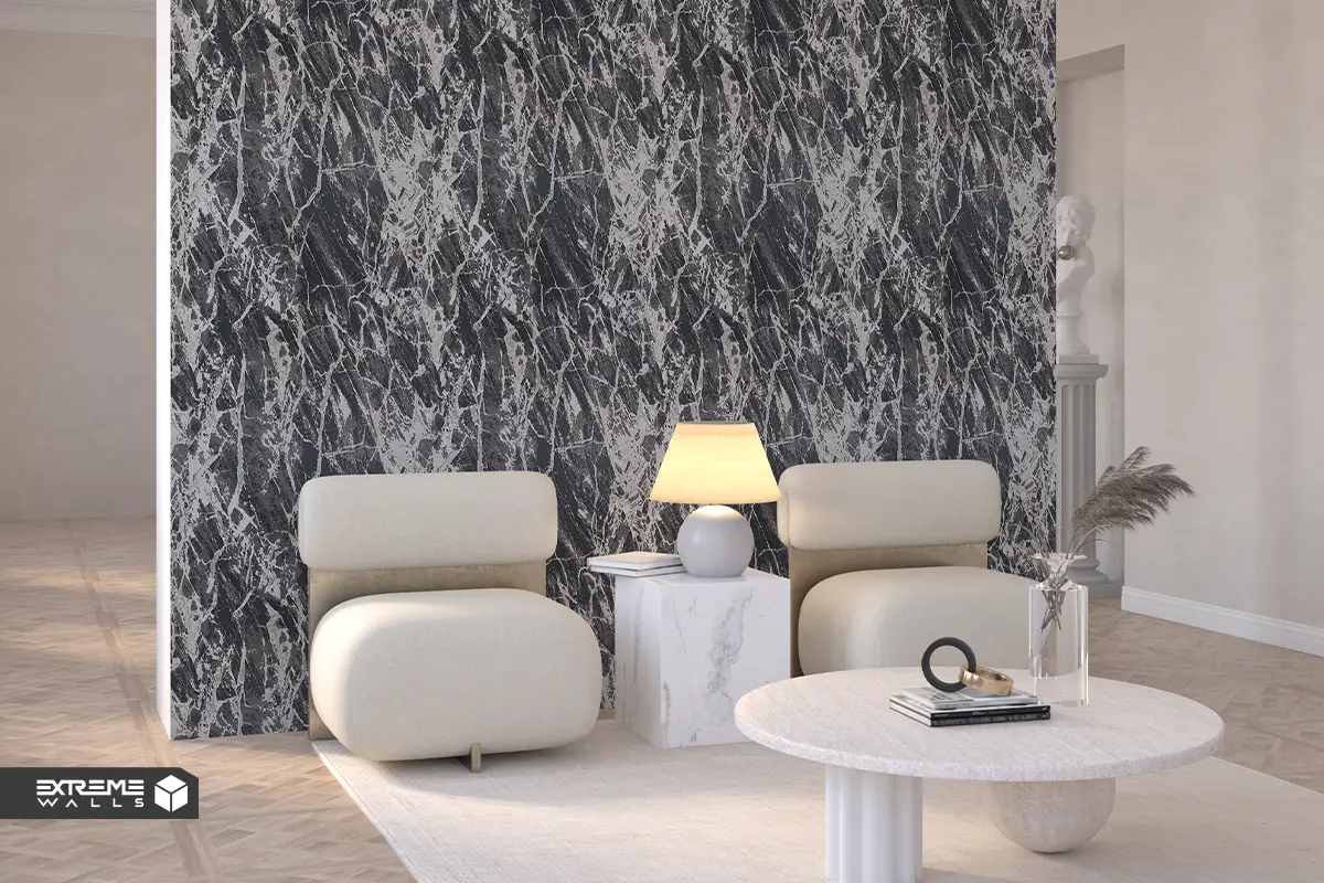جذابترین ایدههای دکوراسیون نقرهای مشکی در منزل بدون تاریکی 6 کاغذ دیواری طرح رگه دار خاکستری / مشکی کد ۱۱۰۷۲ آلبوم تیتانیوم