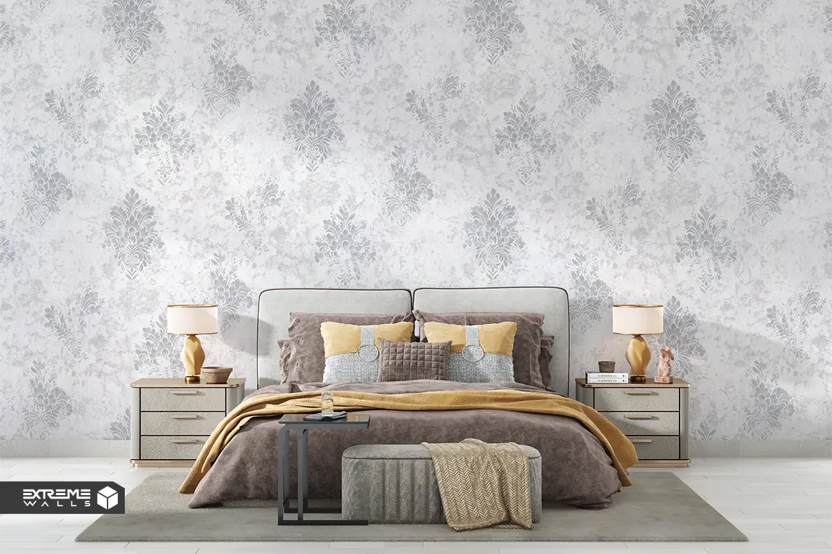 جذابترین ایدههای دکوراسیون نقرهای مشکی در منزل بدون تاریکی 7 کاغذ دیواری طرح داماسک پتینه کد ۷۱۳۵ آلبوم پلوتونیوم