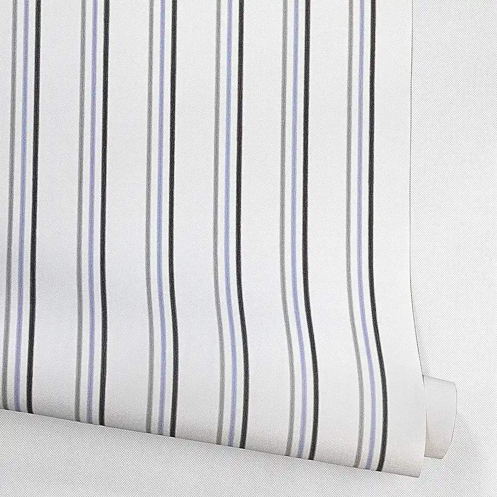 کاغذ دیواری کودک طرح راهراه | آبی کد 12116 6 کاغذ دیواری کودک طرح راهراه | آبی کد 12116 رول باز شده ایستاده