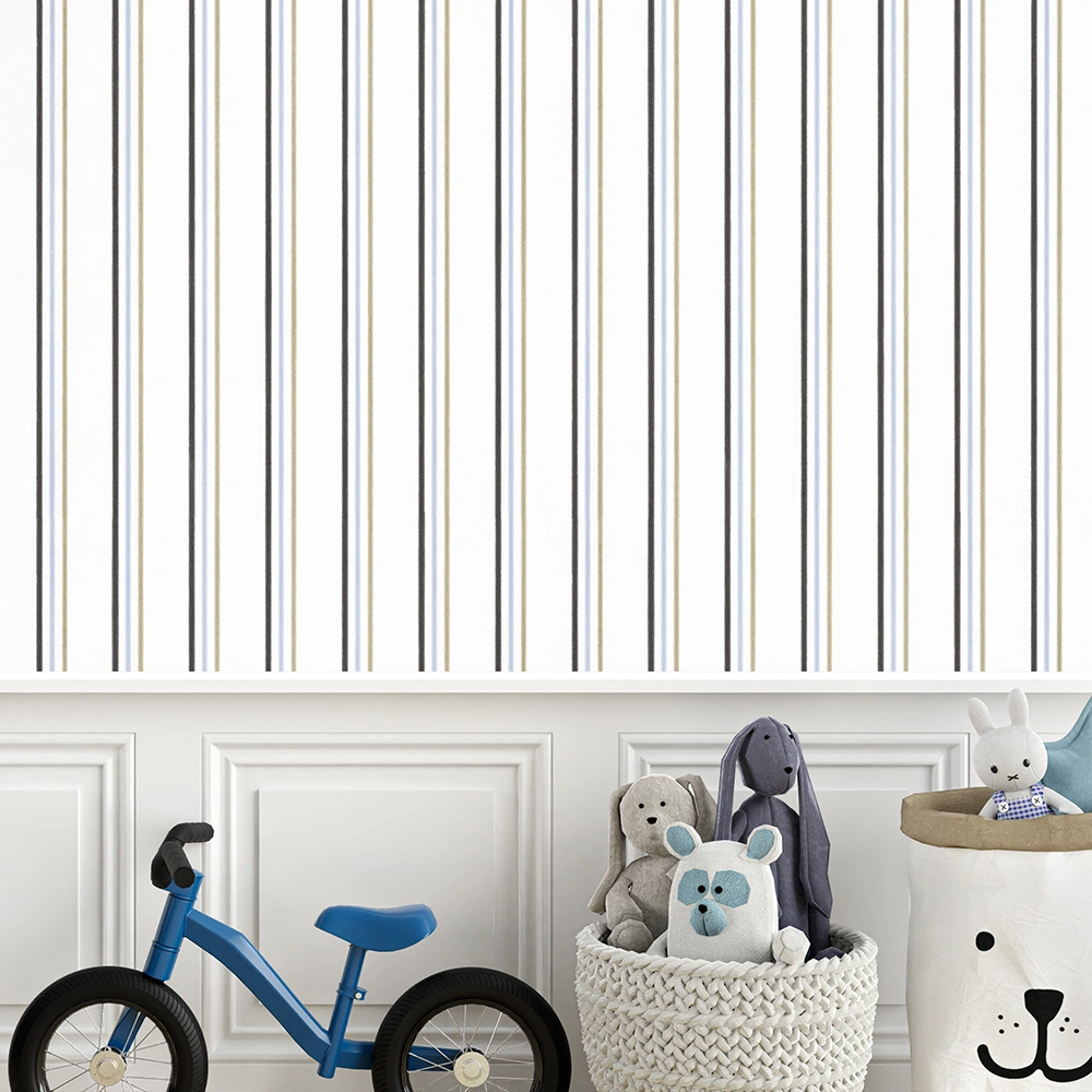 کاغذ دیواری کودک طرح راهراه | آبی کد 12116 3 کاغذ دیواری کودک طرح راهراه | آبی کد 12116 دوچرخه