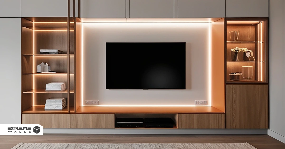 تفاوت تیوی وال و تیوی ست چیست؟ کدام بیشتر به خانه ما میآید؟ 3 تیویوال ساختهشده با MDF و نور خطی LED