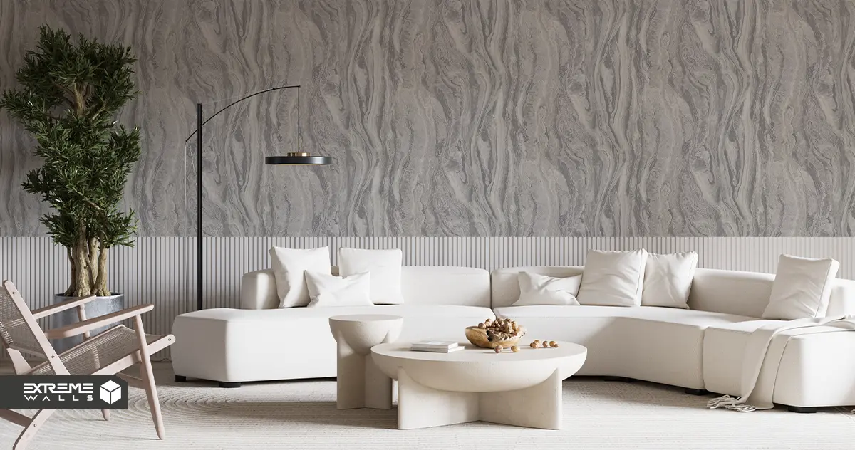 کاغذ دیواری طرح انتزاعی خاکستری کد ۱۱۰۲۶ آلبوم تیتانیوم 