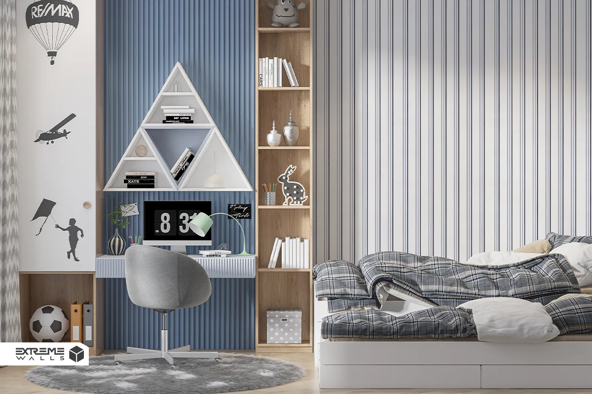 کاغذ دیواری کودک طرح راه‌راه | آبی کد 12116 آلبوم پمپو