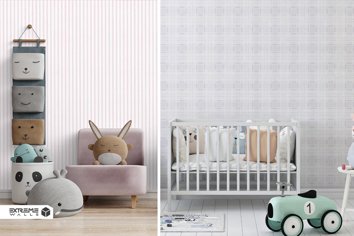 کاغذ دیواری کودک با طرح‌های هندسی 